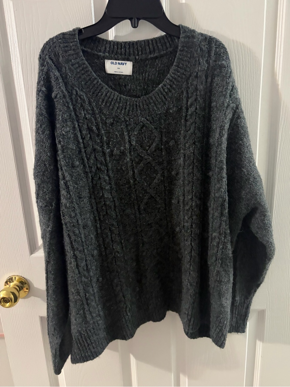 Old Navy Men's Dark Charcoal Cable Crewneck Sweater